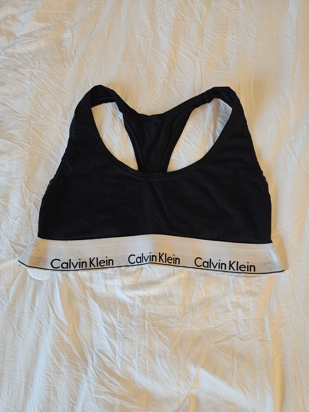 Calvin Klein Black Bralette with White Logo Band